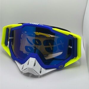 Blue and Yellow Motocross Goggles